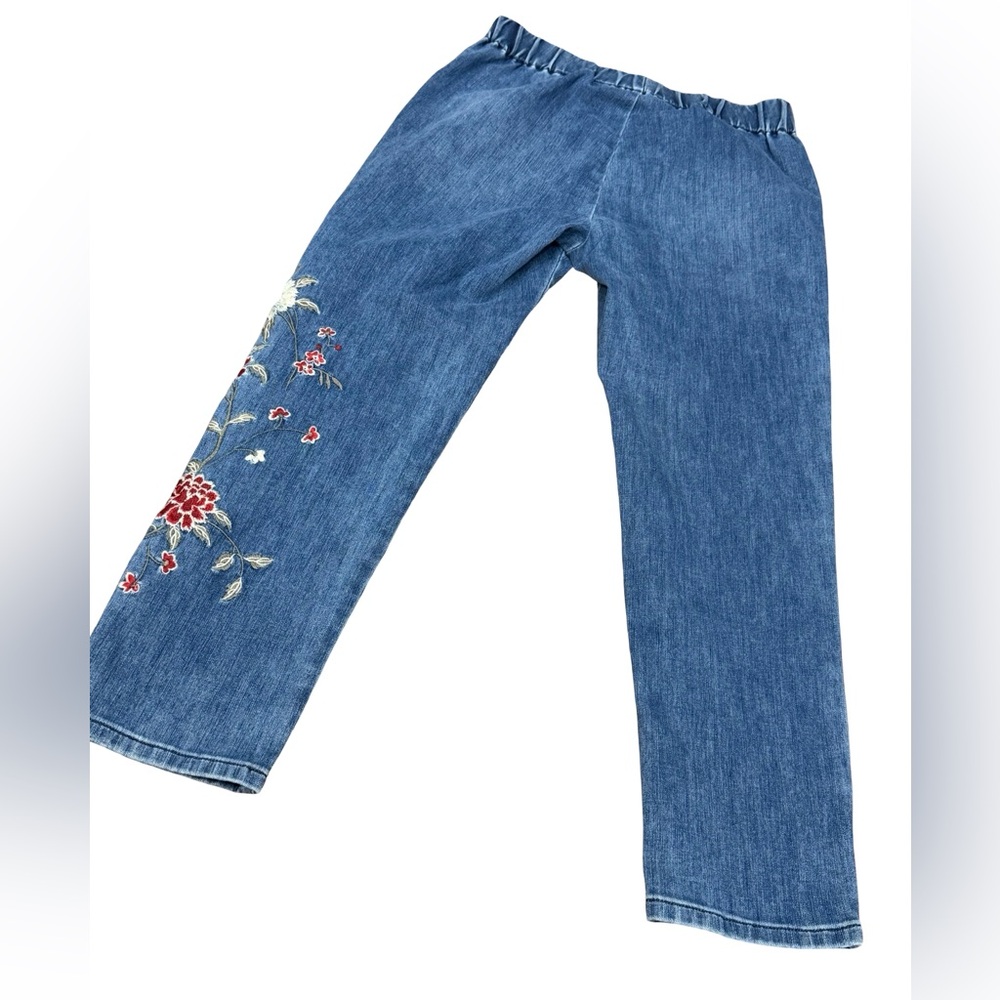 ✨ Soft Surrounding Jeans Women’s Petite Medium Pull-On Embroidered Denim Stretch - Picture 8 of 11